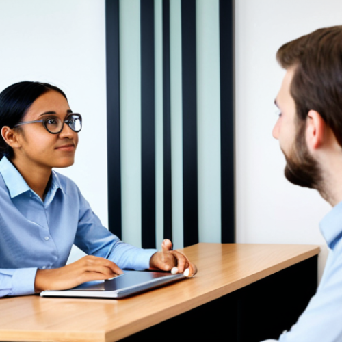 **Prompt 1: Customer Understanding and Empathy**
    A professional product manager, fully clothed in a modest business casual attire, is actively engaged in a one-on-one user interview. The product manager is a diverse individual with an empathetic and focused expression, listening intently to the user. The background is a clean, modern user research lab or a professional office setting, subtly suggesting data on a screen in the periphery but with the primary focus on human interaction. The overall mood is one of deep understanding and customer-centricity. Perfect anatomy, correct proportions, natural pose, well-formed hands, proper finger count, natural body proportions. Professional photography, high quality, safe for work, appropriate content, fully clothed, modest, family-friendly.