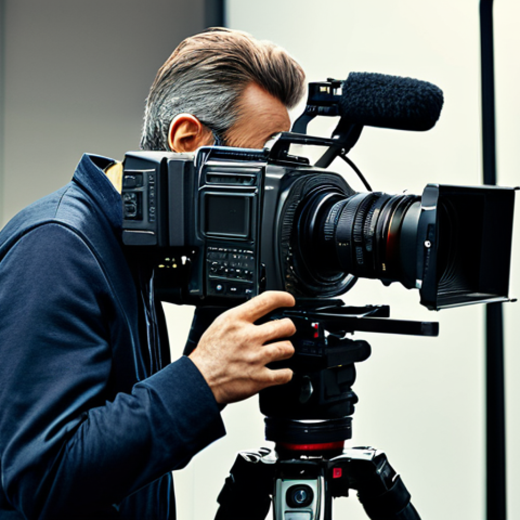 영화 제작 직업군 분석 - **Cinematographer at Work:** "A professional cinematographer, fully clothed in appropriate attire, o...