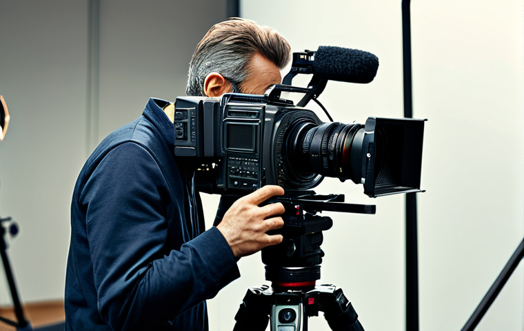 영화 제작 직업군 분석 - **Cinematographer at Work:** "A professional cinematographer, fully clothed in appropriate attire, o...